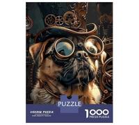 Rompecabezas De 1000 Piezas para Adolescentes Steampunk Pug Dog Rompecabezas para Adultos Juegos Relajantes Alivia El Estrés Diversión En Casa Actividades, 38x26cm/1000pcs