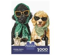 Rompecabezas De 1000 Piezas para Adolescentes Stylish Dogs Enjoying Wine and Cheese Rompecabezas para Adultos Juegos Relajantes Vacaciones En Casa Matar El Tiempo 38x26cm/1000pcs