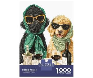 Rompecabezas De 1000 Piezas para Adolescentes Stylish Dogs Enjoying Wine and Cheese Rompecabezas para Adultos Juegos Relajantes Vacaciones En Casa Matar El Tiempo 52x38cm/1000pcs