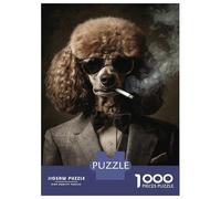 Rompecabezas De 1000 Piezas para Adolescentes Stylish Poodle Smoke Rompecabezas para Adultos Juego Práctico Mejora La Memoria para Cumpleaños, Navidad 52x38cm/1000pcs