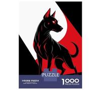 Rompecabezas De 1000 Piezas para Adolescentes Stylized Black Dog with Red Accents Rompecabezas para Adolescentes Juguetes Antiestrés Difícil Gran Regalo para Jugar 38x26cm/1000pcs