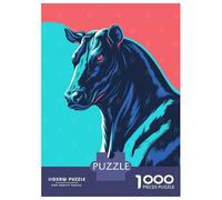 Rompecabezas De 1000 Piezas para Adolescentes Stylized Bull Illustration with Bold Colors Rompecabezas para Adultos Juegos Familiares Regalos para Mujeres Cumpleaños 52x38cm/1000p