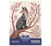 Rompecabezas De 1000 Piezas para Adolescentes Stylized Fox Sitting on A Tree Branch Rompecabezas para Adultos Juegos Divertidos Regalos para Mujeres Desafiantes De Completar 38x26cm/1000pcs