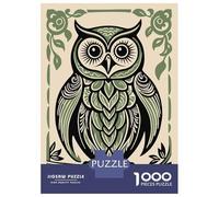 Rompecabezas De 1000 Piezas Para Adolescentes Stylized Owl Illustration with Floral Frame Rompecabezas Para Adolescentes Juegos Relajantes Montaje De Patrones Regalos Para Amigos Y Familiares 38x26cm/