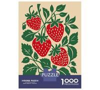 Rompecabezas De 1000 Piezas para Adolescentes Stylized Strawberry Plant Illustration Rompecabezas para Adultos Juegos De Relajación Análisis Y Lógica Cumpleaños 70x50cm/1000pcs