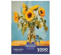 Rompecabezas De 1000 Piezas para Adolescentes Sunflower Bouquet in Glass Jar Rompecabezas para Adultos Juego Práctico Mejora La Memoria Regalo De Cumpleaños, Regalos, 38x26cm/1000pcs
