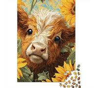Rompecabezas De 1000 Piezas para Adolescentes Sunflower Cow Art Print Rompecabezas para Adultos Juegos De Relajación Decoración del Hogar Desafío Educativo 52x38cm/1000pcs