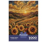 Rompecabezas De 1000 Piezas para Adolescentes Sunflower Field at Sunset Painting Rompecabezas para Adultos Juego Familiar Decoración del Hogar Regalos para Reducir El Estrés 70x50cm/1000pcs