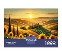 Rompecabezas De 1000 Piezas para Adolescentes Sunflower Field Sunset Landscape Rompecabezas para Adultos Juegos Divertidos Decoración Cumpleaños, Navidad 52x38cm/1000pcs