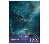 Rompecabezas De 1000 Piezas para Adolescentes Sunken Pirate Ship Wreck Rompecabezas para Adultos Juego Práctico Montaje De Patrones Diversión En Casa Actividades, 70x50cm/1000pcs