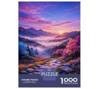 Rompecabezas De 1000 Piezas para Adolescentes Sunset Glow Over Misty Valley Path Rompecabezas para Adultos Juguete Decoración De Pared Decoración De Pared Juego Desafiante Regalos 70x50cm/1000pcs