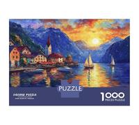 Rompecabezas De 1000 Piezas para Adolescentes Sunset Lake Mountain Village Rompecabezas para Adultos Juegos Familiares Regalos para Mujeres Cumpleaños 38x26cm/1000pcs