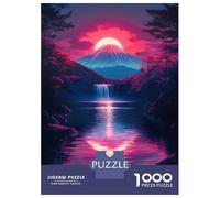 Rompecabezas De 1000 Piezas para Adolescentes Sunset Mountain Waterfall Mount Fuji Japanese Rompecabezas para Adultos Juego Familiar Decoración del Hogar Cumpleaños Y Navidad 38x26cm