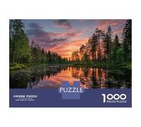 Rompecabezas De 1000 Piezas para Adolescentes Sunset Reflection on A Forest Lake Rompecabezas para Adultos Juegos Familiares Mejora La Memoria Cumpleaños Y Navidad 70x50cm/1000pcs