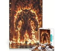 Rompecabezas de 1000 Piezas para Adolescentes Superhéroe contra Demonio de Fuego Juegos educativos con Corte de precisión Un Regalo Ideal para los Amantes de los Videojuegos 38x26cm