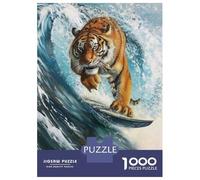 Rompecabezas De 1000 Piezas para Adolescentes Surfing Tiger Surfer Wave Rompecabezas para Adultos Juegos Familiares Decoración del Hogar Regalos para Amigos Y Familiares 38x26cm/1000pcs