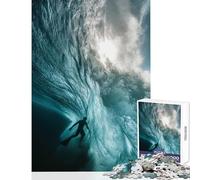 Rompecabezas de 1000 Piezas para Adolescentes: Surfista bajo una Ola Juguete antiestrés Regalo Divertido Juego Educativo para Entrenar el Cerebro y Las Manos (tamaño 38x52cm)