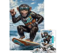 Rompecabezas de 1000 Piezas para Adolescentes Surf's Up Monkey︰ Aventura Tropical Rompecabezas para Adultos Juego práctico Difícil Difícil Regalos para Reducir el estrés (Tamaño 50x75cm)