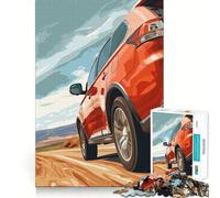 Rompecabezas de 1000 Piezas para Adolescentes: SUV Rojo en Carretera desértica, Mejora de la Memoria, Escape Tranquilo, patrón de ensamblaje, cálida Sorpresa (50x75cm)