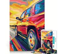 Rompecabezas de 1000 Piezas para Adolescentes: SUV Rojo en la Carretera, Mejora la Memoria, Escape Tranquilo, patrón de ensamblaje, cálida Sorpresa (38x52cm)