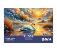 Rompecabezas De 1000 Piezas para Adolescentes Swan Lake Sunset Rompecabezas para Adultos Juego Práctico Montaje De Patrones Diversión En Casa Actividades, 38x26cm/1000pcs