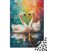 Rompecabezas De 1000 Piezas para Adolescentes Swan Love Painting Artwork Rompecabezas para Adultos Juegos Relajantes Decoración Interacción Entre Padres E Hijos 38x26cm/1000pcs