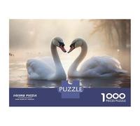 Rompecabezas De 1000 Piezas para Adolescentes Swans in Love on Lake Rompecabezas para Adultos Juguetes De Bricolaje Montaje De Patrones Ayuda A Ejercitar El Cerebro 52x38cm/1000pcs