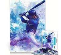 Rompecabezas de 1000 Piezas para Adolescentes Swing de béisbol,Acuarela,Arte de Bordes Exactos,resolución de Problemas,Juego Divertido y Acogedor,decoración navideña (38x26cm)