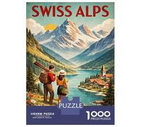 Rompecabezas De 1000 Piezas para Adolescentes Swiss Alps Vintage Travel Rompecabezas para Adolescentes Juego Familiar Mejora La Memoria Cumpleaños Y Navidad 70x50cm/1000pcs