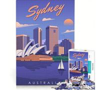 Rompecabezas de 1000 Piezas para Adolescentes Sydney Travel Poster City Juegos Divertidos y desafiantes para completar Oferta como Regalo para Toda la Familia 50x75cm