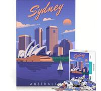 Rompecabezas de 1000 Piezas para Adolescentes Sydney Travel Poster City Juegos Familiares Pero Divertidos y humorísticos Adecuado para decoración de Escritorio 38x52cm