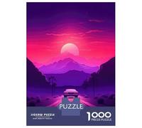 Rompecabezas De 1000 Piezas para Adolescentes Synthwave Sunset Car Rompecabezas para Adultos Juego De Ingenio Análisis Y Lógica Actividades Divertidas En Casa, 38x26cm/1000pcs