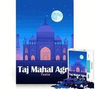 Rompecabezas de 1000 Piezas para Adolescentes Taj Mahal Agra India Noche Arte de Corte Fino Entrenamiento de concentración Juego Divertido para Momentos de Tranquilidad Regalo Divertido de Navidad