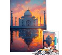Rompecabezas de 1000 Piezas para Adolescentes Taj Mahal al Atardecer Diversión en casa Regalo de cumpleaños Juego práctico Apto para Mayores de 14 años 38x26cm