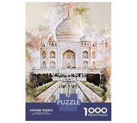 Rompecabezas De 1000 Piezas para Adolescentes Taj Mahal in Watercolor Rompecabezas para Adultos Juegos Relajantes Montaje De Patrones Regalos para Amigos Y Familiares 70x50cm/1000pcs