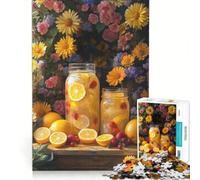 Rompecabezas de 1000 Piezas para Adolescentes Tarros de Limonada con Flores Juego Educativo Actividades Divertidas para Hacer en casa fortalece el Amor Entre Parejas 38x26cm