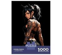 Rompecabezas De 1000 Piezas para Adolescentes Tattooed Woman with Ponytail on Black Rompecabezas para Adultos Juego Familiar Desafío Difícil 38x26cm/1000pcs