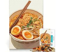 Rompecabezas de 1000 Piezas para Adolescentes Tazón de Ramen con Huevos y Palillos Arte de Corte preciso,Juguete para ejercitar la Mente,Juego Relajante,diversión de cumpleaños 50x75cm