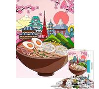 Rompecabezas de 1000 Piezas para Adolescentes Tazón de Ramen con monumentos japoneses Un Reto para completar Juegos educativos y relajantes para Mayores de 14 años (50x75cm)