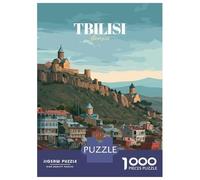 Rompecabezas De 1000 Piezas para Adolescentes Tbilisi, Georgia Cityscape Illustration Rompecabezas para Adultos Juego De Ingenio Juego De Corte De Precisión Regalos Desafiantes 38x26cm/1000pcs