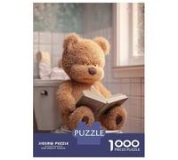 Rompecabezas De 1000 Piezas para Adolescentes Teddy Bear Reading on Toilet Rompecabezas para Adolescentes Juego Práctico Desafío Difícil Oferta como Regalo para Toda La Familia 38x26cm/1000pcs