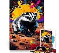 Rompecabezas de 1000 Piezas para Adolescentes Tejón al Atardecer en el Desierto Juego de lógica de Corte Suave Tiempo de Juego Relajante Regalo Ideal para cumpleaños y para Aficionados (38x26cm)