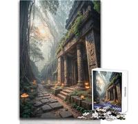Rompecabezas de 1000 Piezas para Adolescentes, Templo Antiguo en Bosque brumoso, Rompecabezas Familiar, Juguete Educativo de Carrera de Velocidad Manual, tamaño 38x52cm
