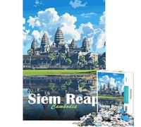 Rompecabezas de 1000 Piezas para Adolescentes Templo de Angkor Wat Siem Reap Juguetes educativos para Aprender y Mejorar la Memoria Regalo de cumpleaños (Tamaño 38x52cm)
