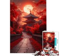 Rompecabezas de 1000 Piezas para Adolescentes Templo de Japón en Rojo Sangriento Rompecabezas para Adultos Juegos Divertidos Regalos para Mujeres Juegos desafiantes (tamaño 38x26cm)