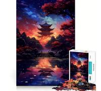 Rompecabezas de 1000 Piezas para Adolescentes Templo del Crepúsculo, Arte de Corte Fino, Entrenamiento de concentración, Juego Divertido para Momentos de Tranquilidad, (50x75cm)