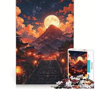 Rompecabezas de 1000 Piezas para Adolescentes: Templo japonés bajo la Luna Llena, Juego Imposible, Entrena tu Cerebro y Tus Manos, Regalo de cumpleaños, Regalos 50x75cm