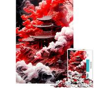 Rompecabezas de 1000 Piezas para Adolescentes Templo Rojo Rompecabezas de 1000 Piezas Juguetes antiestrés Mejora la Memoria Rompecabezas Juegos Familiares (38x26cm)