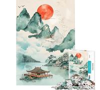 Rompecabezas de 1000 Piezas para Adolescentes Templo Tranquilo al Amanecer Juguetes educativos para Aprender Juegos relajantes Actividades Familiares Regalos para Mujeres y Hombres (tamaño 50x75cm)