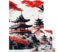 Rompecabezas de 1000 Piezas para Adolescentes templos japoneses decoración del hogar Juguetes Obras de Arte Regalo Juegos de relajación con Piezas de Formas aleatorias Totalmente entrelazadas 38x26cm
